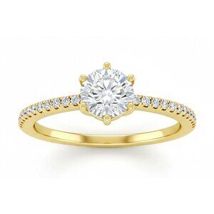 Created White Sapphire Ring 14k Yellow Gold Plated (.925)
